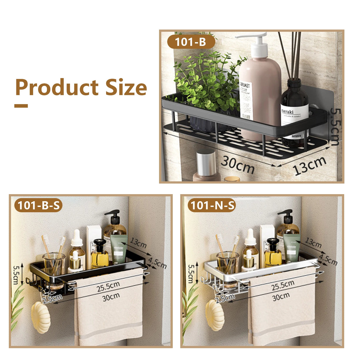 Stainless Steel Shower Rack - Anti-Rust Suction Cup Storage Organizer for Bathroom, Everstock