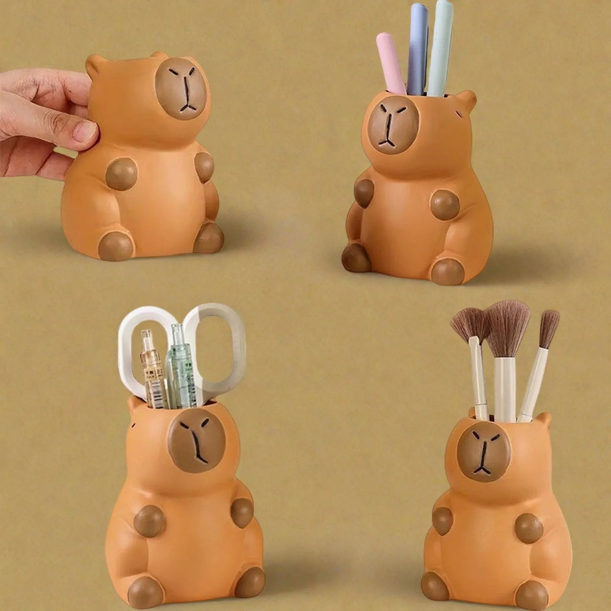 Desk Organizer Pen Cup - Capybara Shape Holder for Pens, Pencils and Makeup Brushes, Home Office Desk, Everstock