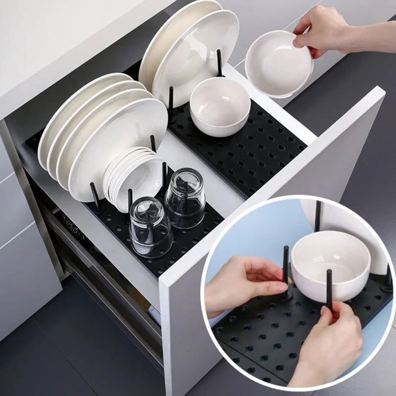 Telescopic Dish Drying Rack - Adjustable Plate & Bowl Drainer with Lid Stand for Sink and Counter, Everstock