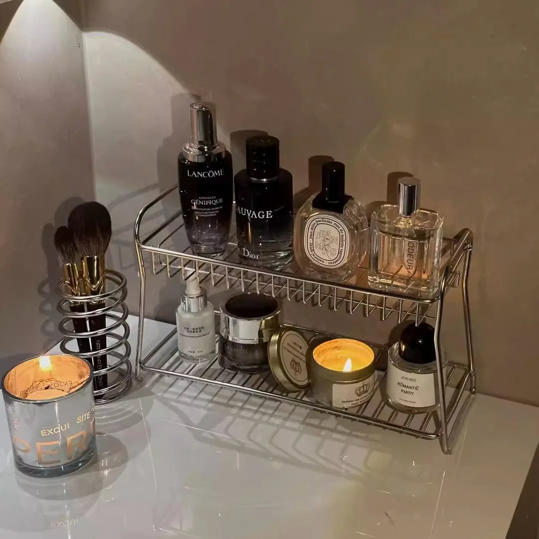 Countertop Cosmetic Storage Basket - Iron Rack for Dressing Table & Bathroom Organization, Everstock