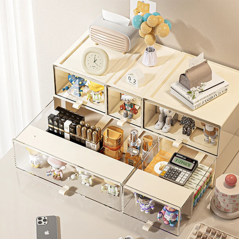 Desk Organizer with Drawers - Stackable HIPS Display Case for Collectibles, Stationery & Small Parts, Everstock