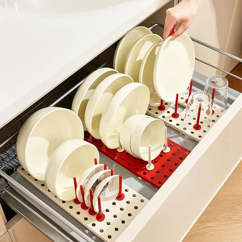 Expandable Dish Drying Rack - Telescopic BPA-Free Plate & Bowl Drainer for Sink and Countertop, Kitchen, Everstock