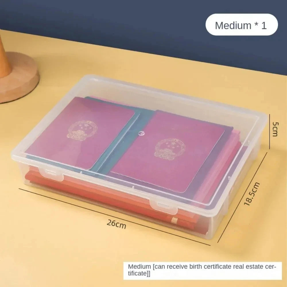 A4 Document Organizer Box - Dustproof File Storage for Certificates & Household Registration Papers, Everstock