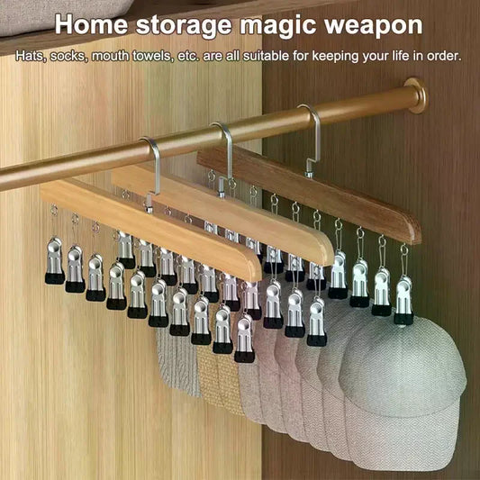 Hanging Closet Organizer with 10 Clips - Metal Frame Pants Hanger with 360-Degree Rotating Hook for Scarves and Jeans, Everstock