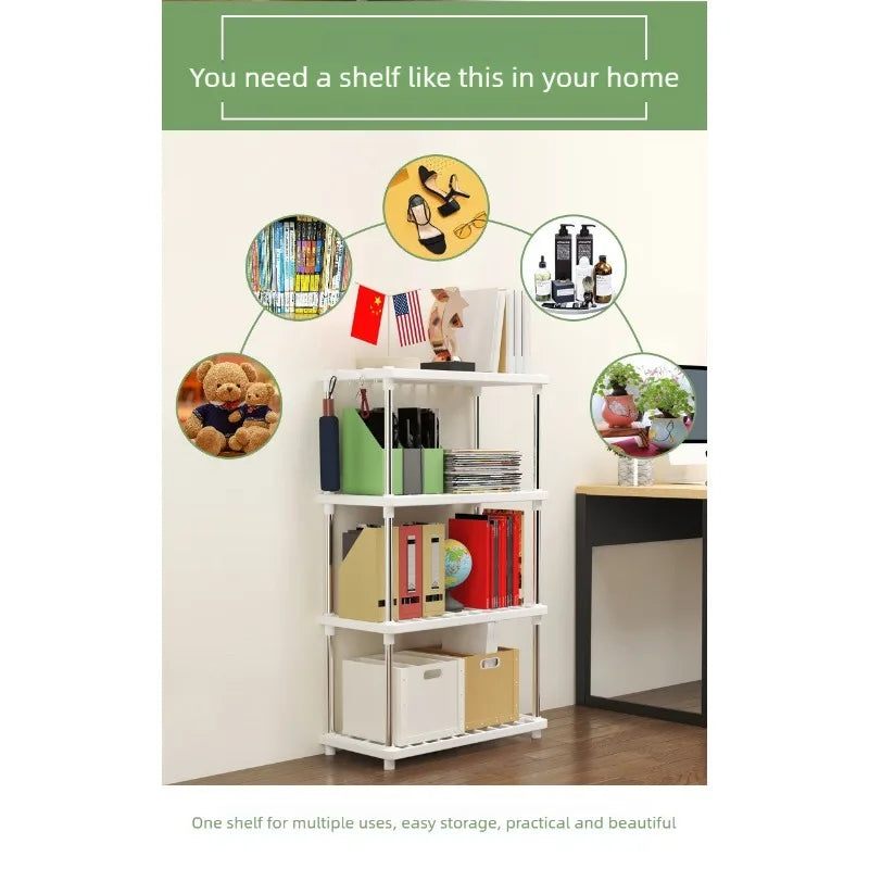 Multi-Tier Storage Rack - Free-Standing Plastic Shelf Unit with Open Tiers for Bathroom, Kitchen & Bedroom, Everstock