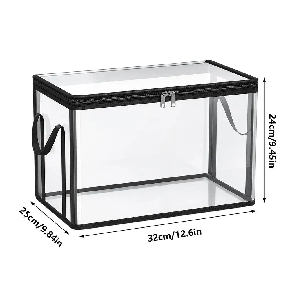 Stackable Storage Box with Lid - Clear PVC Zip Bin with Handles for Clothes, Bedding, Books and Toys, Everstock