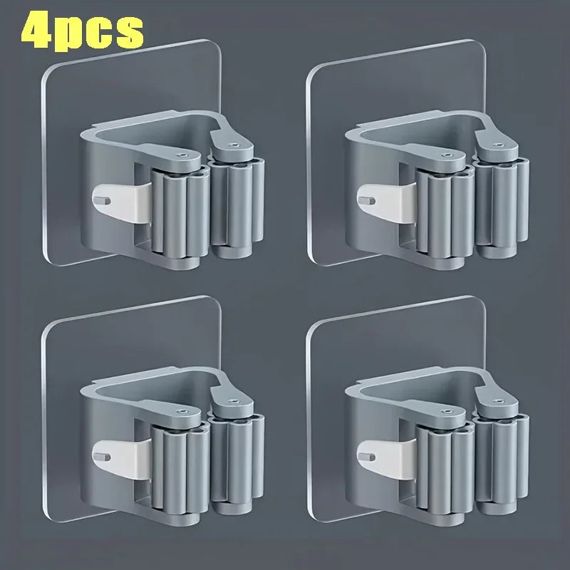 Traceless Wall Hanging Hook Rack - Waterproof Mop & Broom Organizer for Bathroom Storage, Everstock