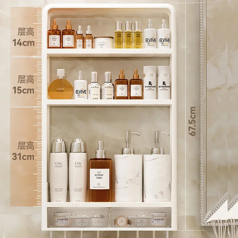 Non-Perforated Wall Mounted Rack - Skincare Product Storage Organizer for Washbasin Table, Everstock