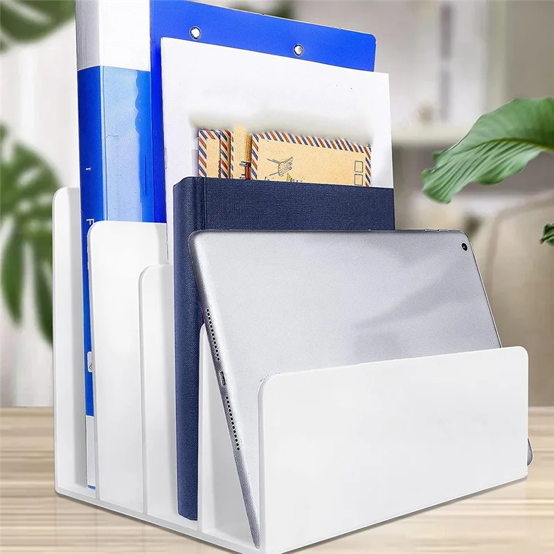 4-Section Desktop File Organizer - Folder Sorter for Mail, Stationery and Electronics, 22.7 x 17.7 x 17.7 cm, Everstock