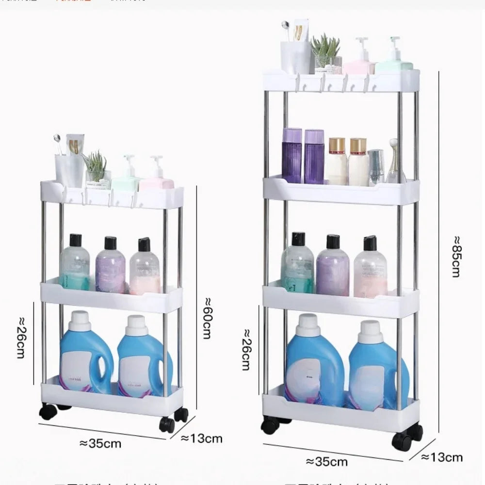 Slim Storage Cart - 3 to 4 Tier Rolling Cart on Wheels for Narrow Bathroom and Kitchen Gaps, Everstock