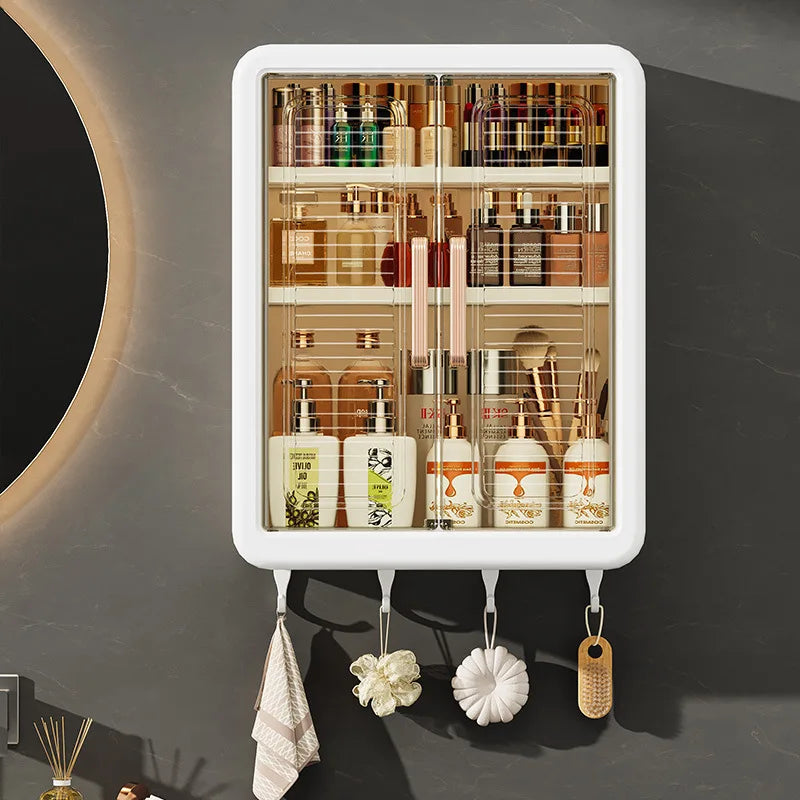 Wall-Mounted Storage Cabinet - No-Drill Hanging Rack with Magnetic Cabinet Door for Bathroom, Everstock