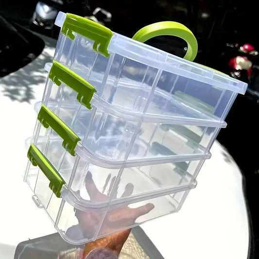 Building Block Storage Drawer Box - Clear Stackable Plastic Grid Organizer for Toys & Small Parts, Everstock