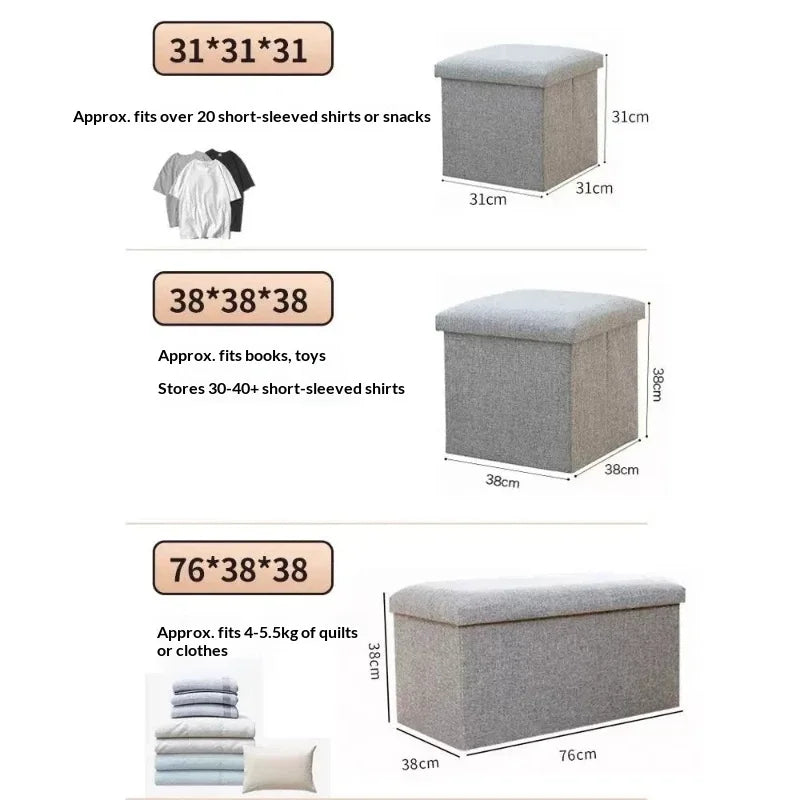 Linen Storage Ottoman - Wood-Framed Fabric Storage Box and Shoe Changing Stool Footrest for Living Room, Everstock