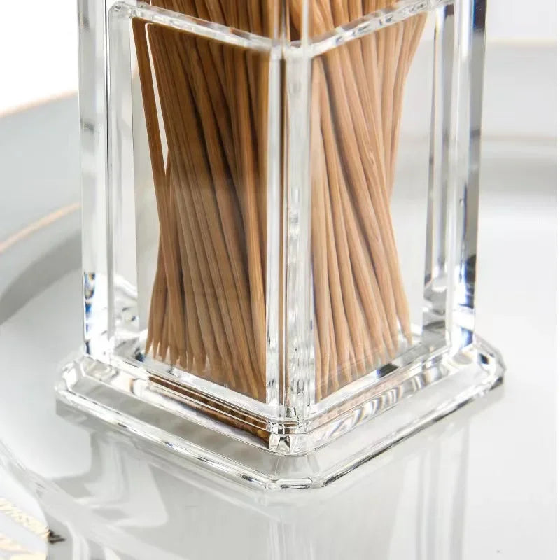 Toothpick Box Thickened Acrylic Transparent Square Portable Creative Convenient Life Home Living Room Storage Box