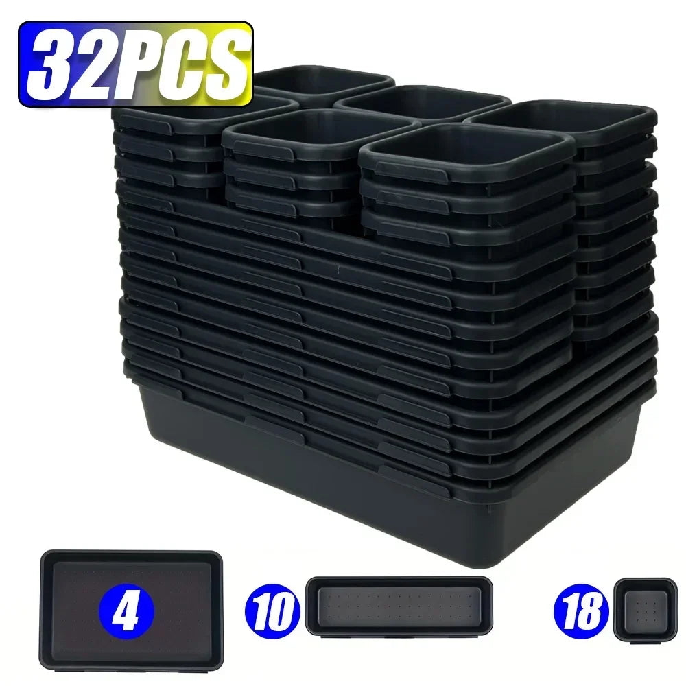 Drawer Organizer Tray Set - Interlocking PP Tool Bins in 3 Sizes for Workbench, Toolbox & Desk, Everstock