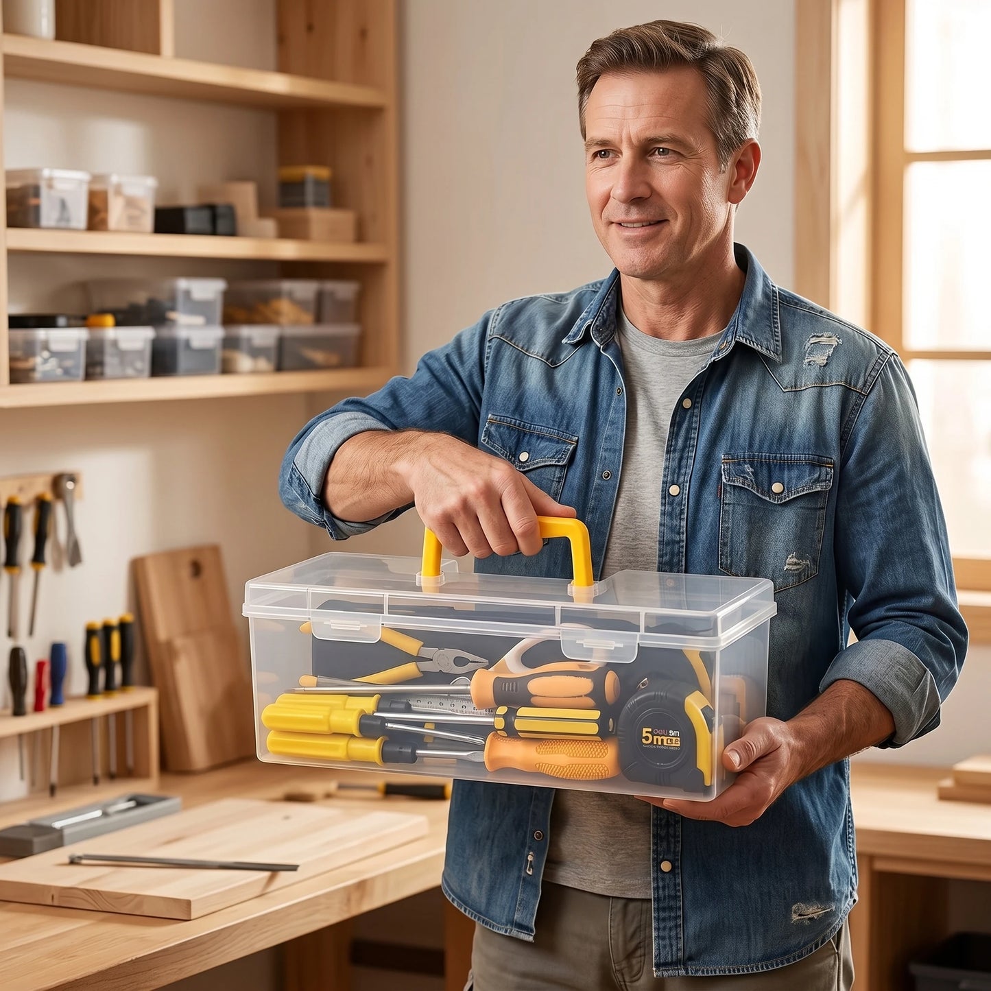 Hardware Organizer Tool Box - Compartment Storage for Screws, Nuts, Bolts & Nails, Garage & Workshop, Everstock