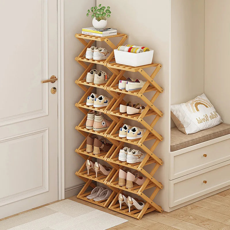 Installation-Free Bamboo Shoe Rack - Multi-Tier Wooden Shoe Shelf for Living Room, Hallway and Bedroom, Everstock