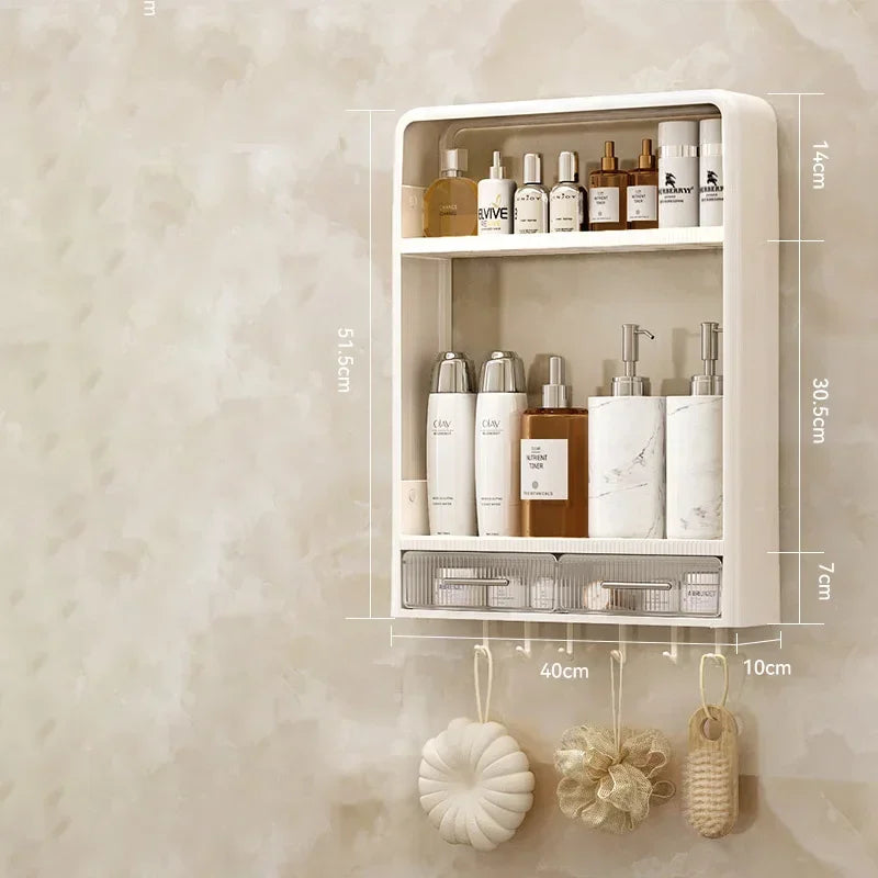 Non-Perforated Wall Mounted Rack - Skincare Product Storage Organizer for Washbasin Table, Everstock