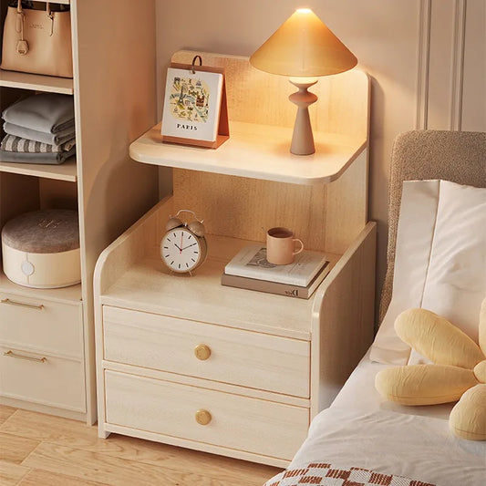 Bedside Storage Cabinet - Wooden Nightstand with Enclosed Compartment for Small and Rental Bedrooms, Everstock