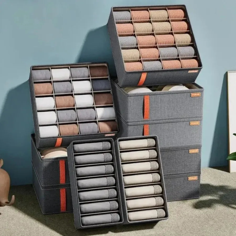 Wardrobe Clothes Organizer - 6 to 20 Grid Drawer Compartments for Trousers, Jeans, Underwear & Socks, Everstock