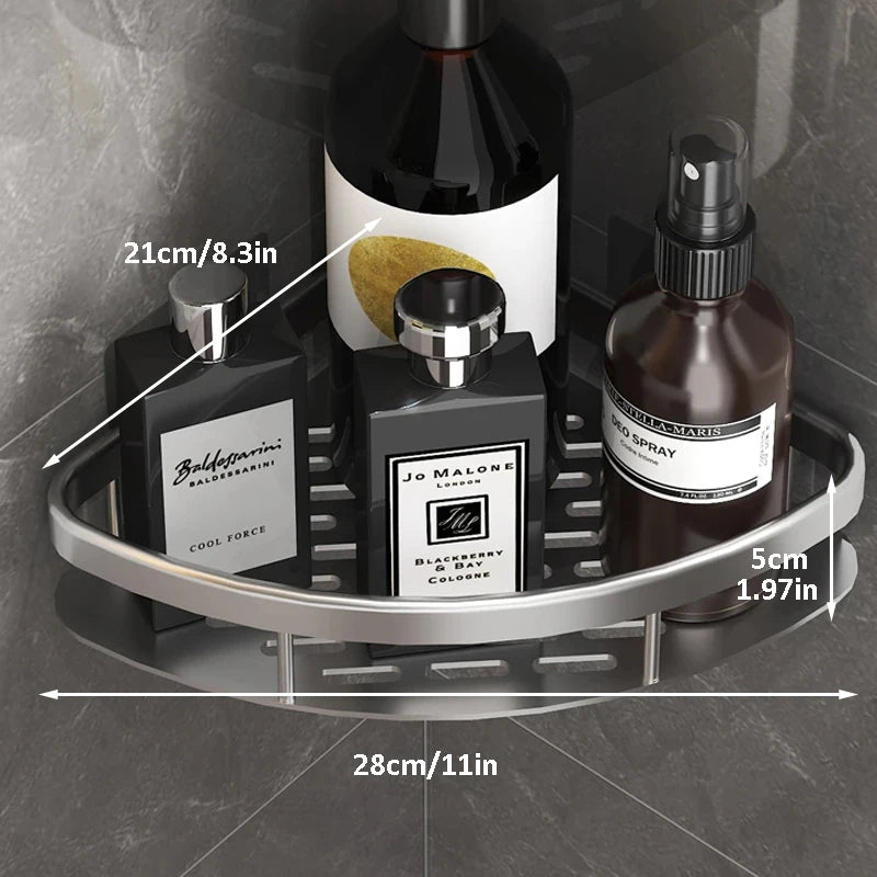 No-Drill Corner Shower Shelf - Wall Mount Rack, Shampoo Holder, Punch-Free Install for Bathroom & WC, Everstock