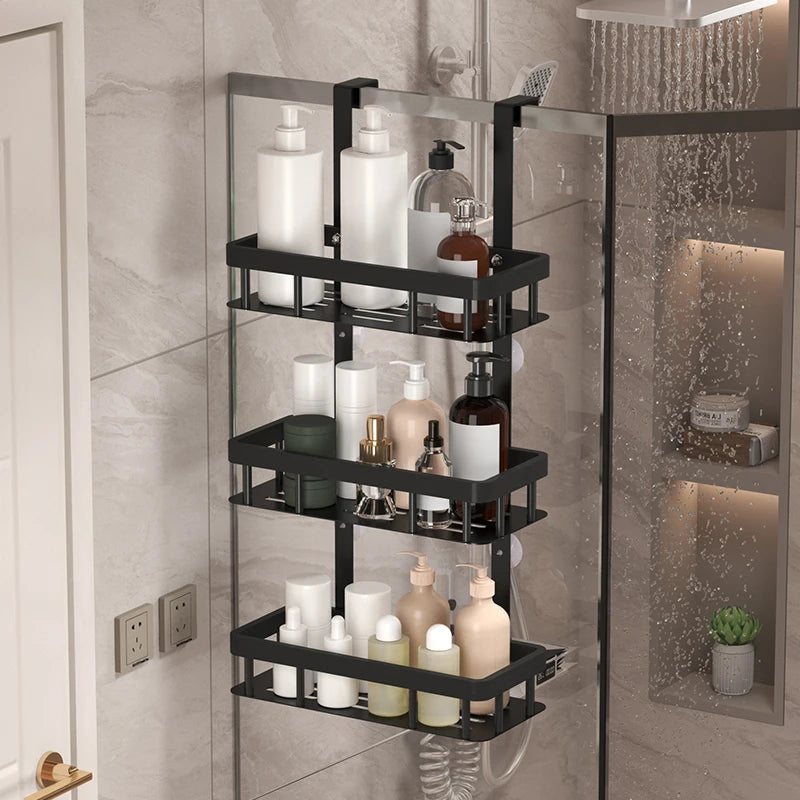 Door-Mounted Shower Storage Rack - Wall Mounted Shower Gel & Supplies Organizer for Bathroom, Everstock