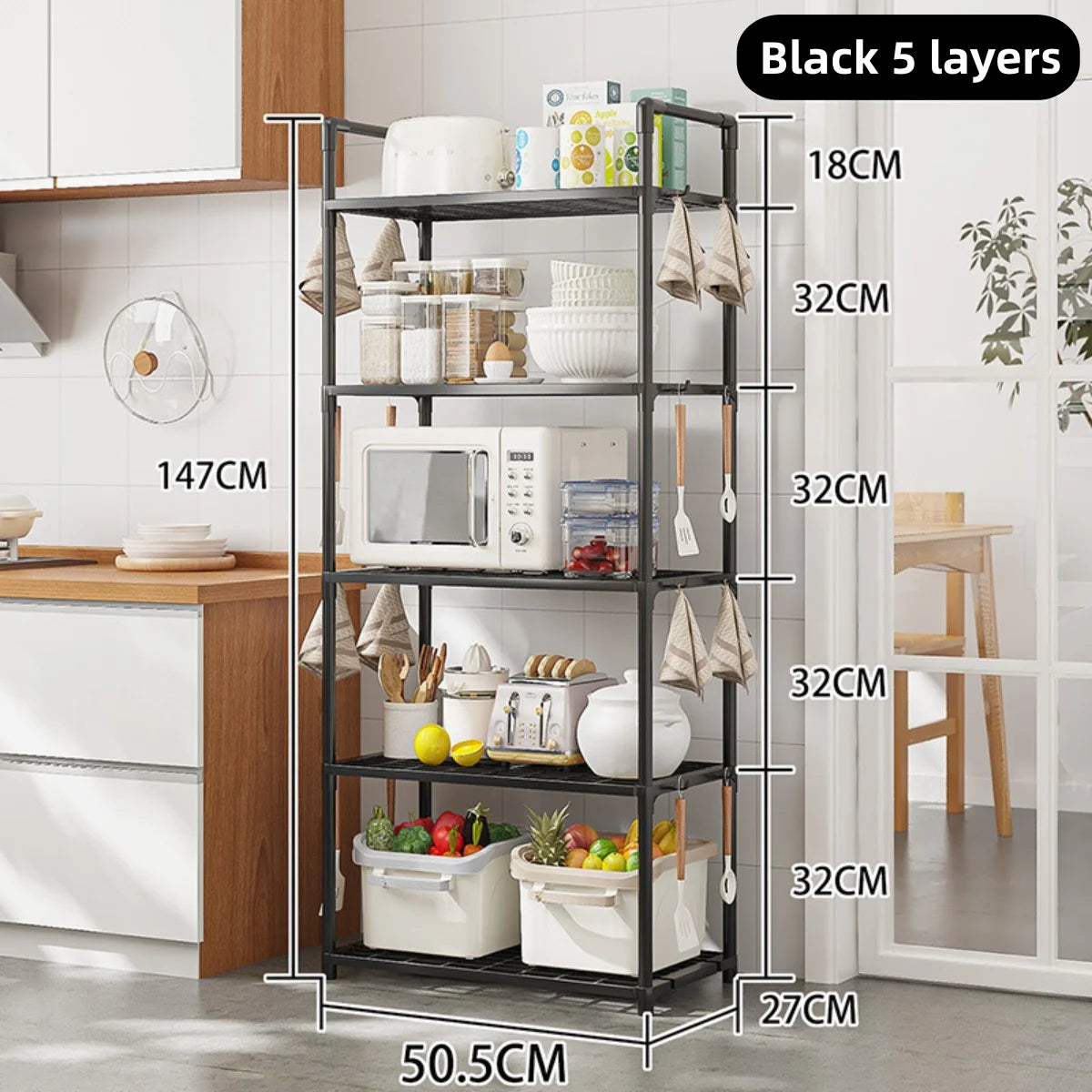 Multi-Tier Kitchen Storage Rack - Freestanding Floor Organizer Shelf for Pantry, Utility & Small Spaces, Everstock