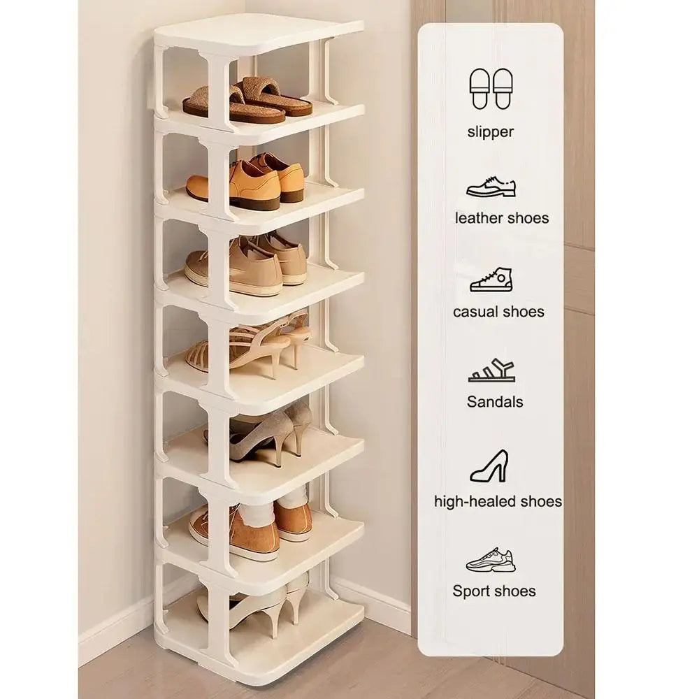 Removable Vertical Shoe Rack - Stackable 2 to 8 Layer Plastic Shoe Organizer with Open Shelves, Everstock
