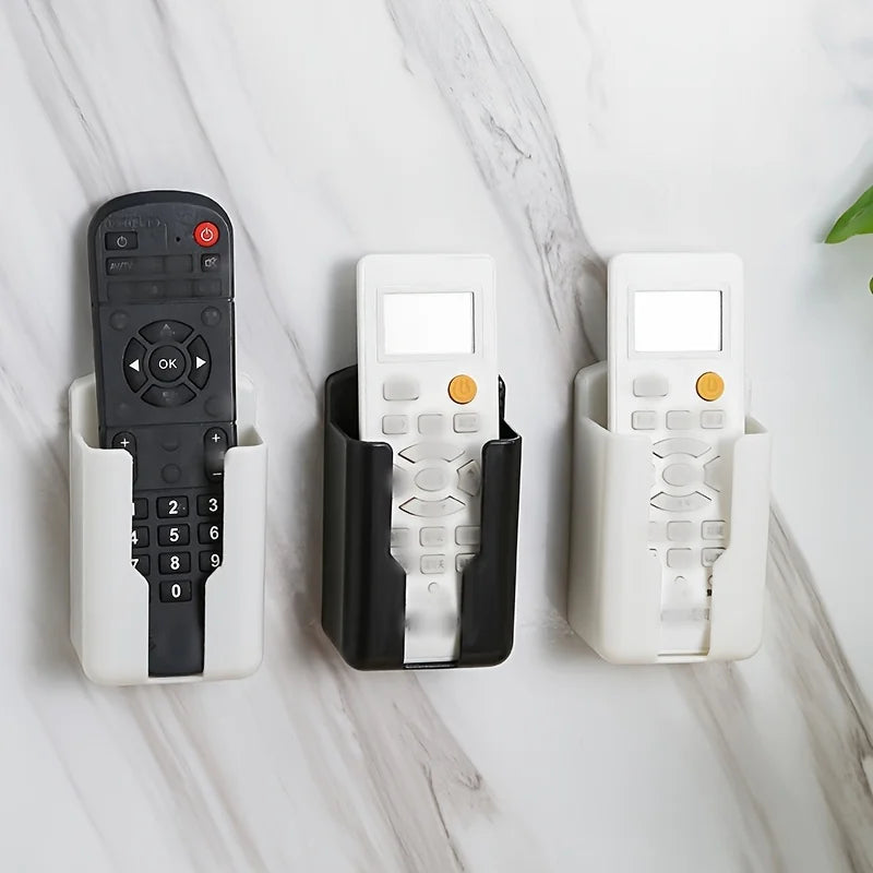 Wall-Mounted Remote Control Holder, 3 Pack - No-Drill Plastic Storage Box for TV and Air Conditioner Remotes, Everstock