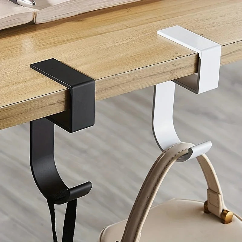 Aluminum Desk Hook - Anti-Slip Under-Desk Bag Holder for Handbags, Keys and Coats at an Office or Study Desk, Everstock