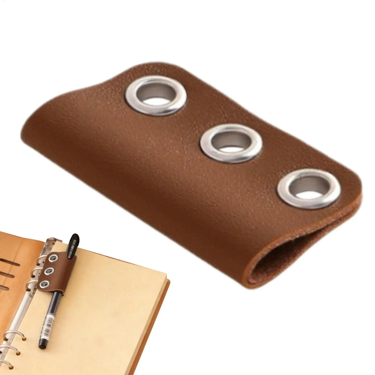 Pen Holder Clip - PU Leather and Metal Pen Loop for Journals, Notebooks and Loose-Leaf Planners, Everstock