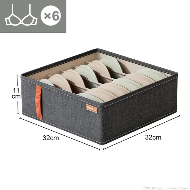 Bra and Sock Drawer Organizer - Foldable Polyester Storage Box for Underwear, Ties & Scarves, Wardrobe, Everstock