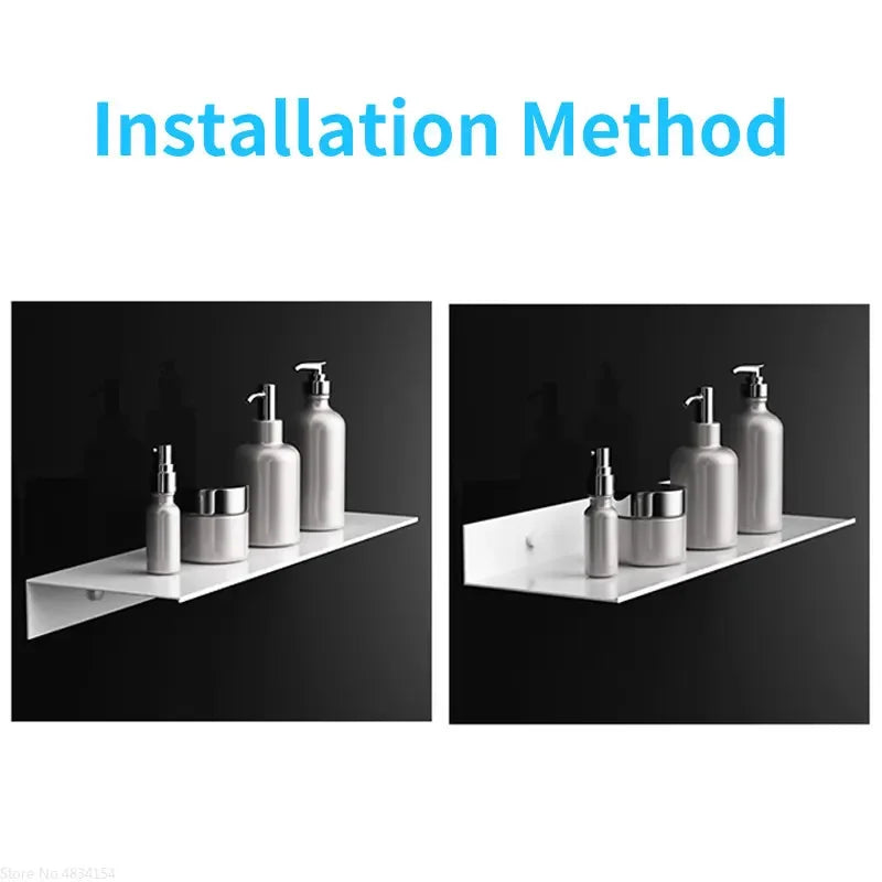 Aluminum Shower Storage Rack - White Wall-Mounted Ledge Shelf for Bathroom, Everstock