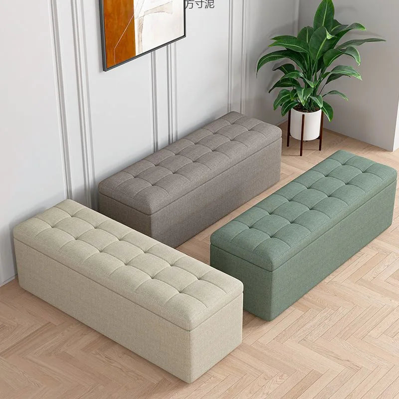 Storage Ottoman Bench with Lid - Linen Upholstered Seat in 80 to 120cm Lengths for Bedroom and Hallway, Everstock