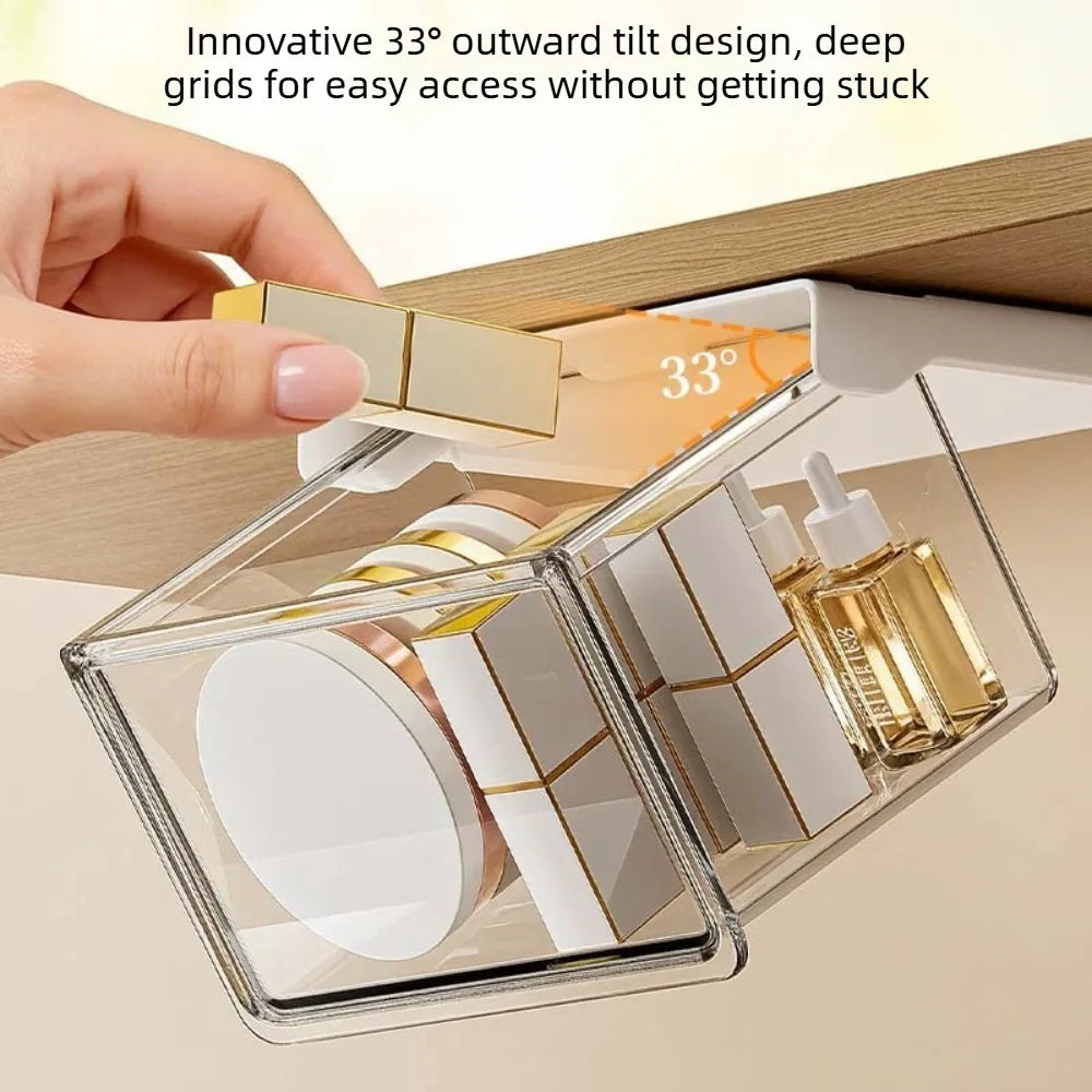 Wall-Mounted Cosmetic Storage Box - No-Drill Drawer-Style Organizer, 2-Piece Set, Everstock