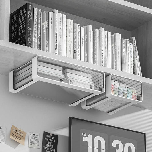 Under-Desk Drawer Organizer - Self-Adhesive Hidden Storage Tray for Office Desks, Stationery & Cosmetics, Everstock