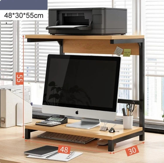 Desk Bookshelf Organizer - Wooden Desktop Shelf for Books, Laptop, Printer and Monitor, Everstock