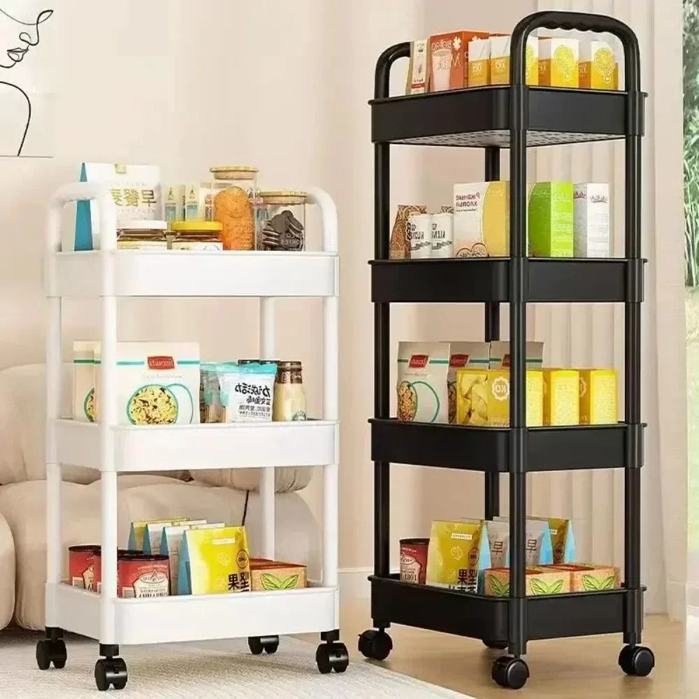 Multi-Layer Rolling Storage Cart - Mobile Trolley Rack for Bathroom, Kitchen & Bedroom Floor Storage, Everstock