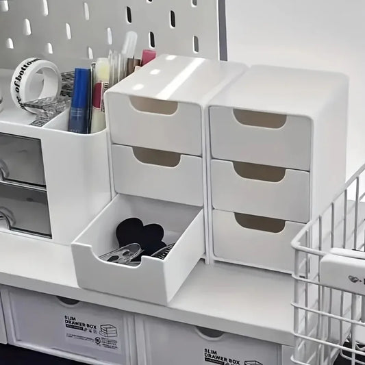 Desk Organizer with Drawers - Tiered Plastic Divider Box for Office Supplies, Jewelry and Cosmetics, Everstock