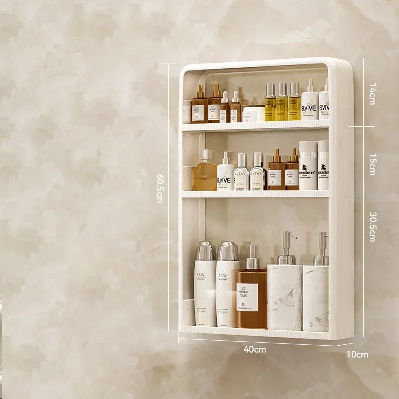 Non-Perforated Wall Mounted Rack - Skincare Product Storage Organizer for Washbasin Table, Everstock