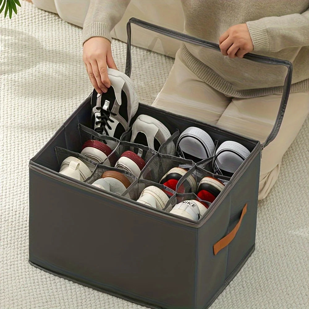 Foldable Oxford Fabric Shoe Storage Box - Closet Organizer for Sneakers & Sandals, Everstock