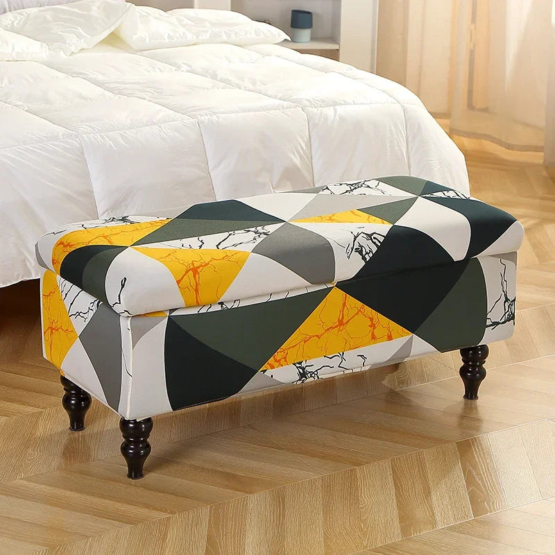 Stretch Storage Ottoman Cover Foldable Bed Footstool Covers Rectangular Bench Stool Furniture Protector Sofa Footrest Slipcovers