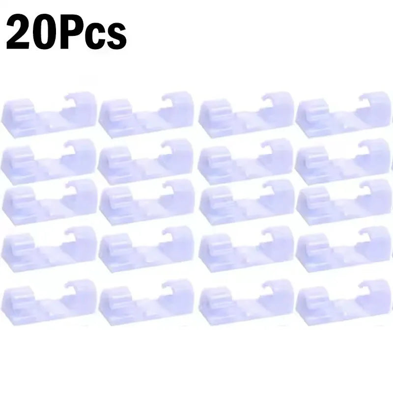 Self-Adhesive Cable Clips - ABS Cord Holders in 20-Piece and 16-Piece Sets for Desk, Home and Car, Everstock