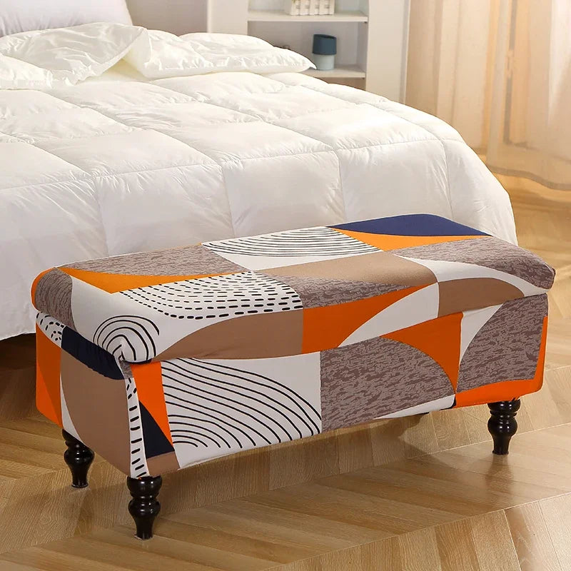 Stretch Storage Ottoman Cover Foldable Bed Footstool Covers Rectangular Bench Stool Furniture Protector Sofa Footrest Slipcovers