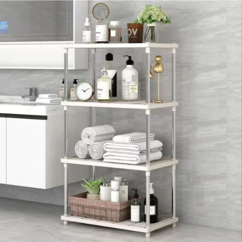Floor Standing Storage Shelf - Multi-Tier Plastic Shelving Unit for Living Room, Kitchen & Bathroom, Everstock