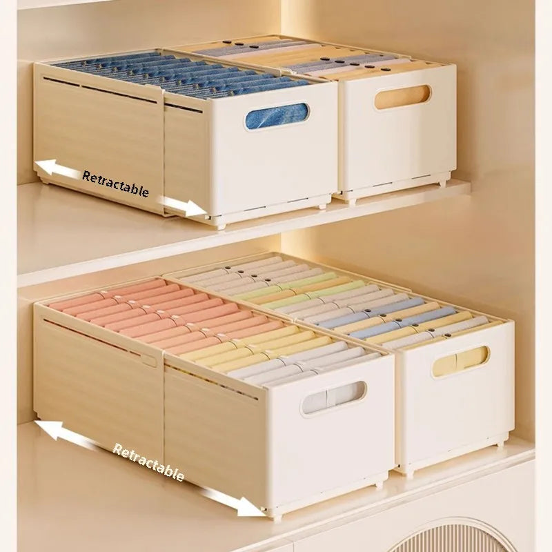 Stackable Clothing Storage Bin - Plastic Divided Organizer Box for Folded Clothes in Wardrobe, Drawer or Cabinet, Everstock