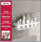 Stainless Steel Shower Rack - Anti-Rust Suction Cup Storage Organizer for Bathroom, Everstock