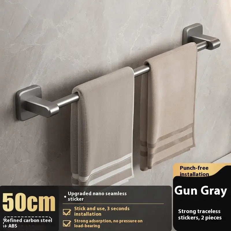 Two-Tier Towel Rack - Wall-Mounted Punch-Free Storage Shelf & Holder Bar for Bathroom, Everstock