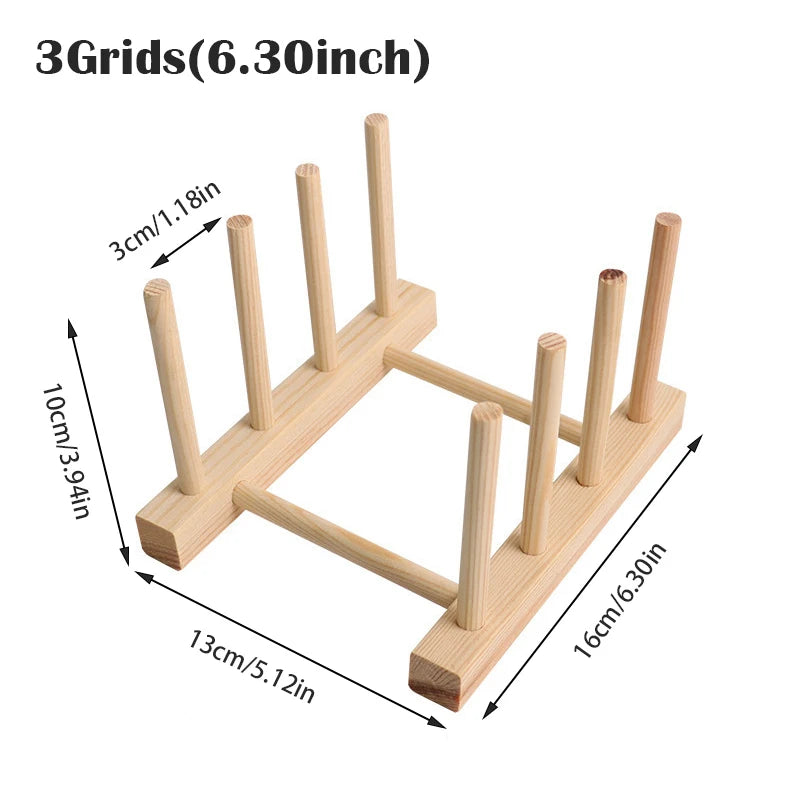Wooden Dish Drying Rack - Multi-Grid Organizer for Plates, Cups & Cutting Boards, Kitchen Countertop, Everstock