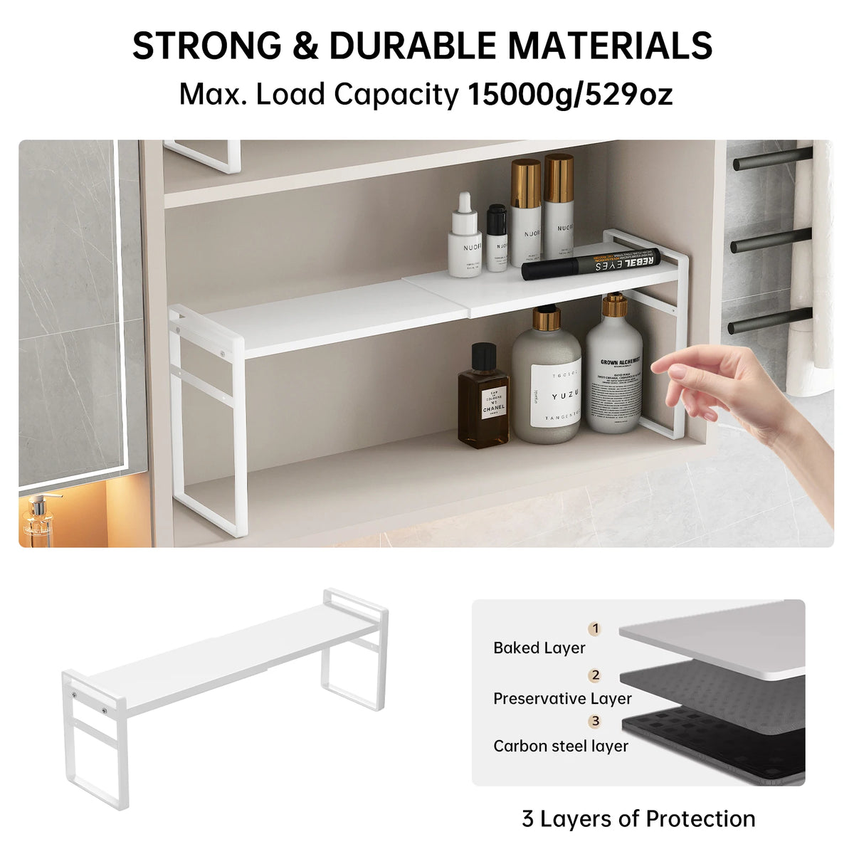 Bathroom Mirror Cabinet Storage Box - Partitioned Layered Organizer for Cosmetics & Toiletries, Everstock